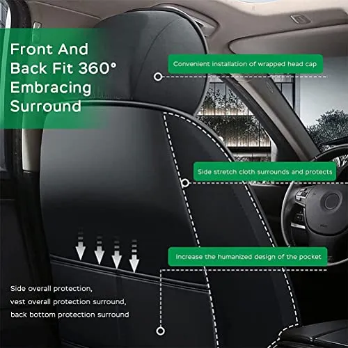 Front & Rear Seat Covers for Chevy Chevrolet Bolt EV EUV Car Seat Cover Luxury PU Leather Comfortable Stylish Black×Green