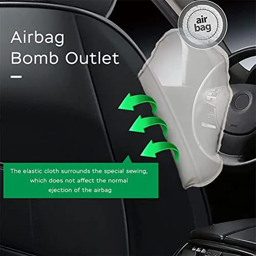 Front & Rear Seat Covers for Chevy Chevrolet Bolt EV EUV Car Seat Cover Luxury PU Leather Comfortable Stylish Black×Green