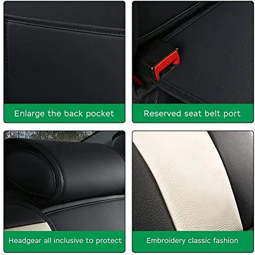 Front & Rear Seat Covers for Chevy Chevrolet Bolt EV EUV Car Seat Cover Luxury PU Leather Comfortable Stylish Black×Green