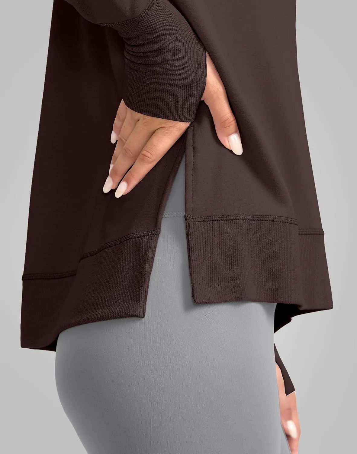 G Gradual Sweatshirt for Women Buttery Soft Yoga Tops Crewneck Modal Pullover Shirts Side Slit Thumb Holes