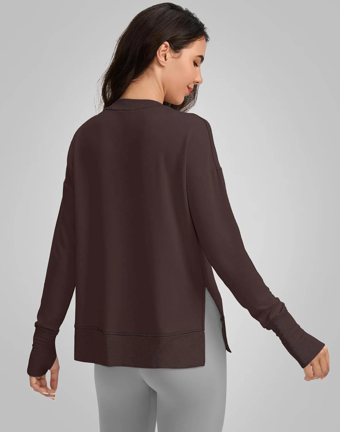 G Gradual Sweatshirt for Women Buttery Soft Yoga Tops Crewneck Modal Pullover Shirts Side Slit Thumb Holes