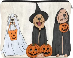 Ghost Dogs Makeup Bag, Gifts for Women Girlfriend, Dogs Pumpkin Cosmetic Bags for Women, Dark Academia Makeup Pouch, Horror Makeup Bag