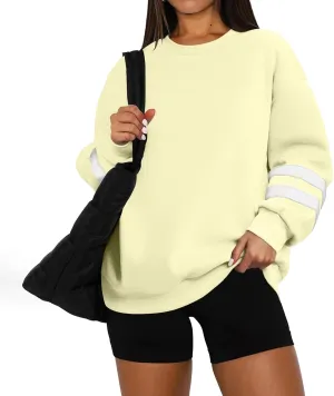 GOFULY Crewneck Sweatshirts Women Plus Size Oversized Fall Winter Pullover Long Sleeve Solid Sweatshirts Casual Shirts