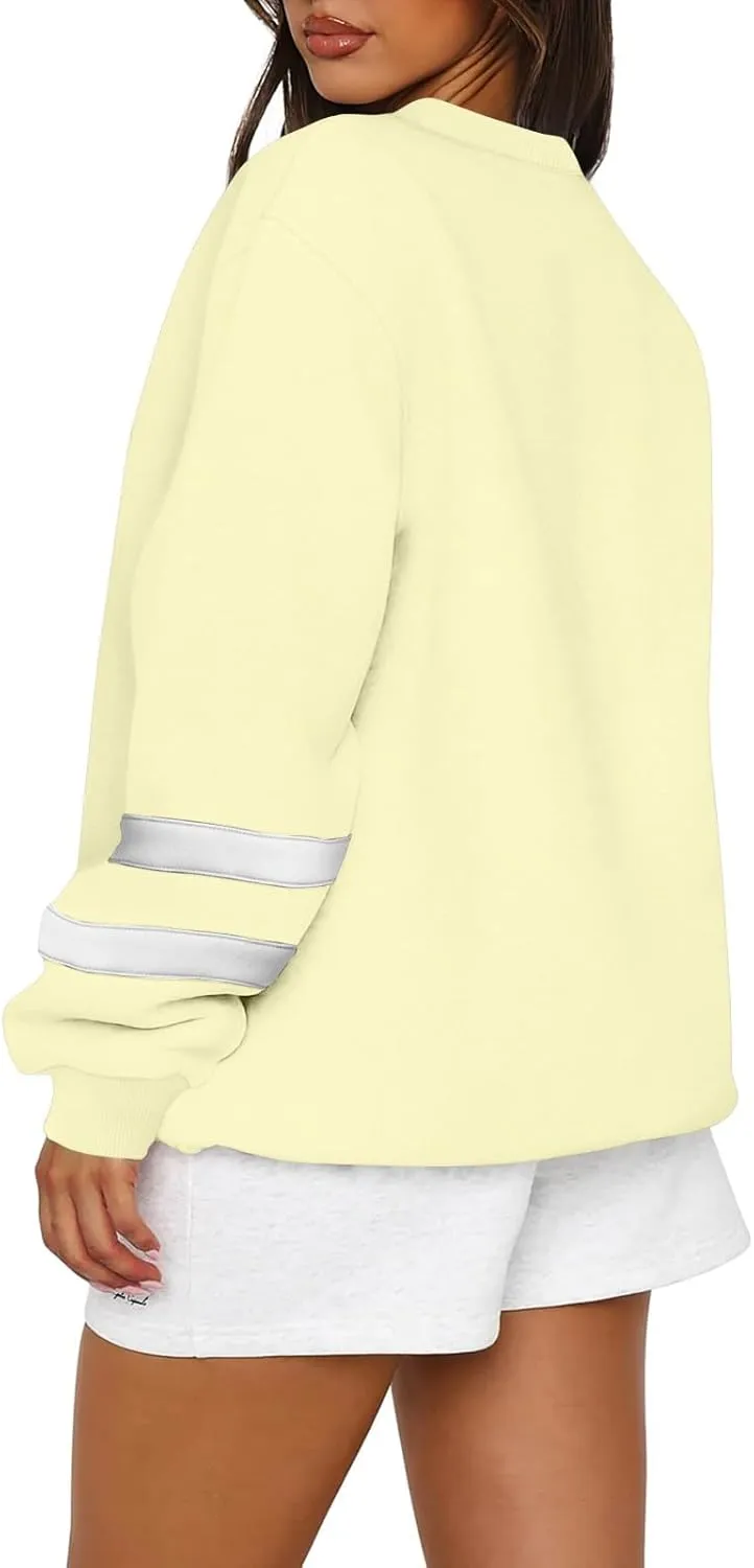 GOFULY Crewneck Sweatshirts Women Plus Size Oversized Fall Winter Pullover Long Sleeve Solid Sweatshirts Casual Shirts