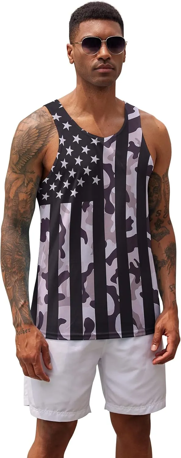 Goodstoworld Mens 3D Tank Top Novelty Graphic Breathable Quick Dry Sleeveless Beach Shirt S-4XL