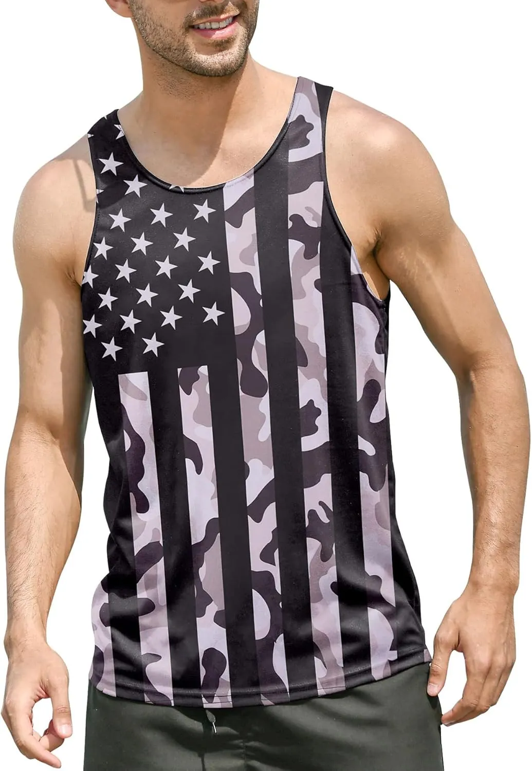 Goodstoworld Mens 3D Tank Top Novelty Graphic Breathable Quick Dry Sleeveless Beach Shirt S-4XL