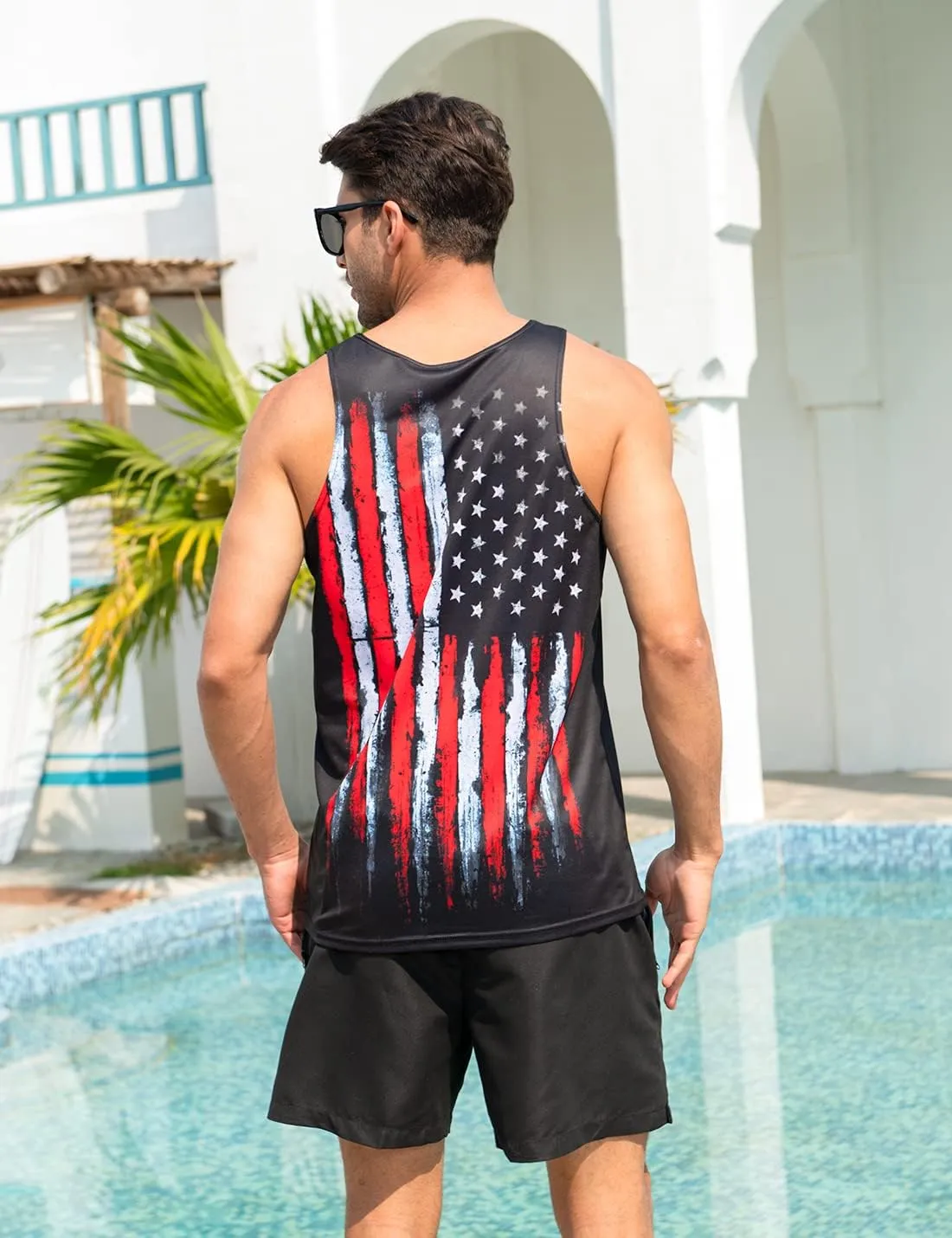 Goodstoworld Mens 3D Tank Top Novelty Graphic Breathable Quick Dry Sleeveless Beach Shirt S-4XL