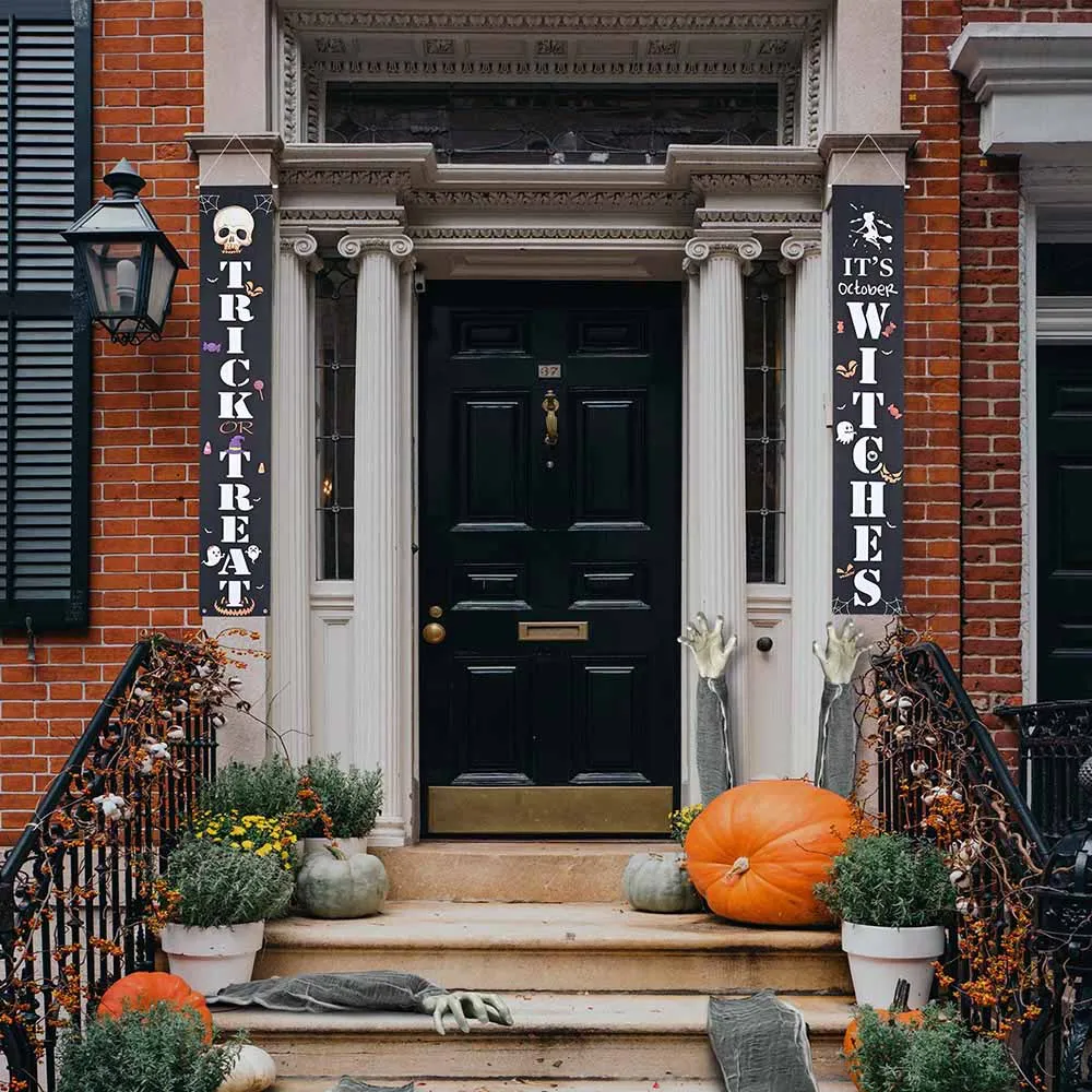 Halloween Signs Witches Trick or Treat Door Sign 2 pcs