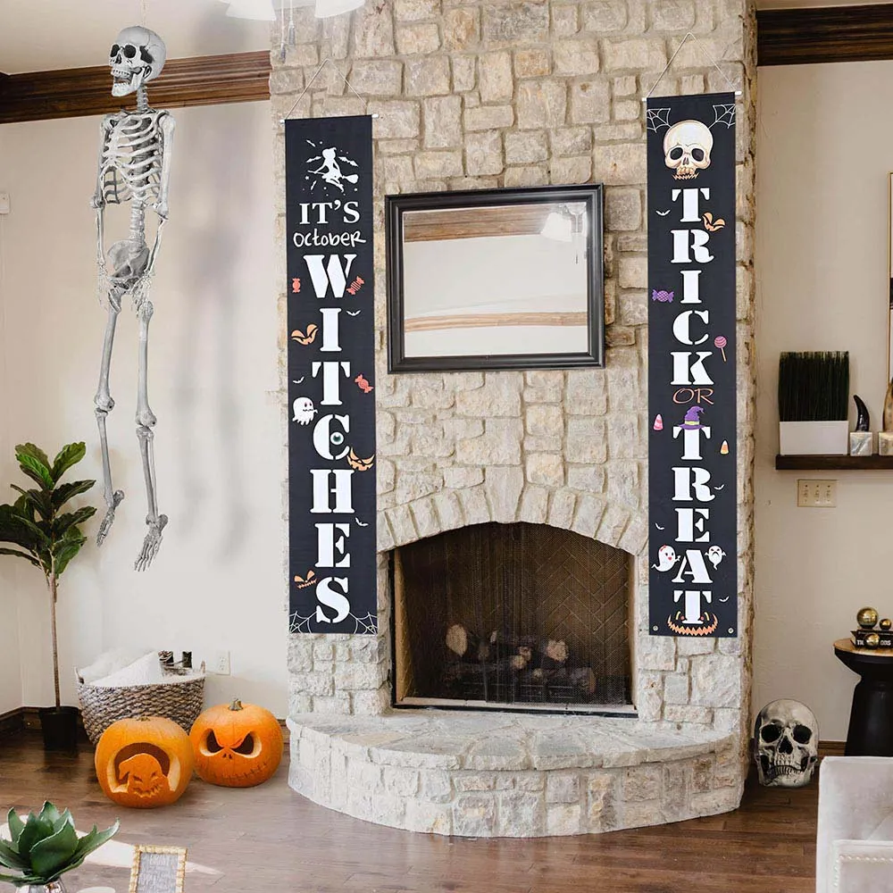 Halloween Signs Witches Trick or Treat Door Sign 2 pcs