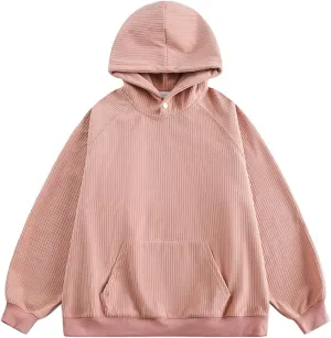 hlysgo Corduroy Hoodies for Men Women, Oversized Sweatshirt with Pocket Casual Thicken Hoodies Pullover Fall Winter Clothes