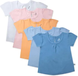 HonestBaby 5-Pack Puff Sleeve T-Shirts 100% Organic Cotton Baby, Toddler, Little Kid, Girl