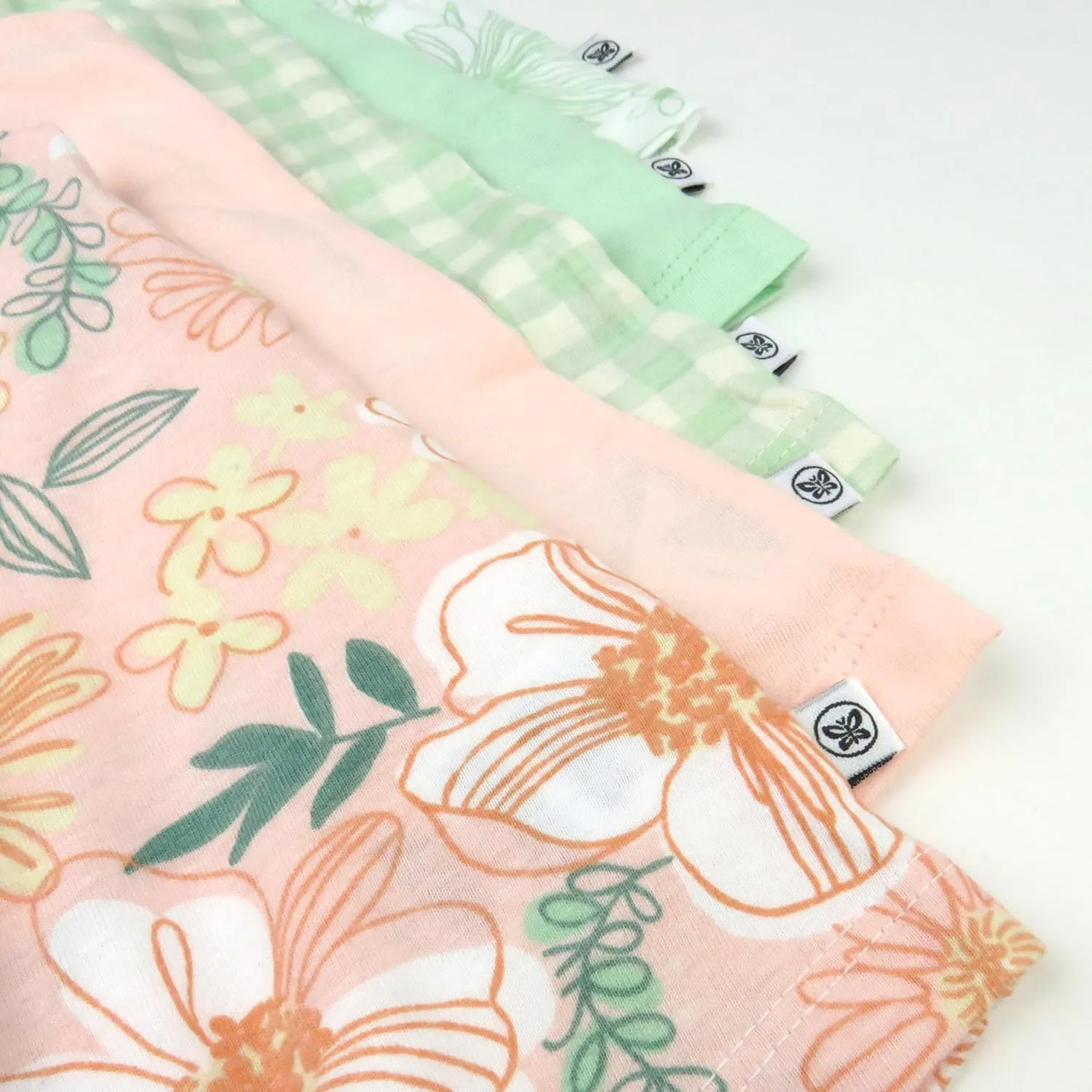 HonestBaby Baby, Toddler, and Little Girls' 100% Organic Cotton Puff Sleeve T-Shirts (5 Pack)