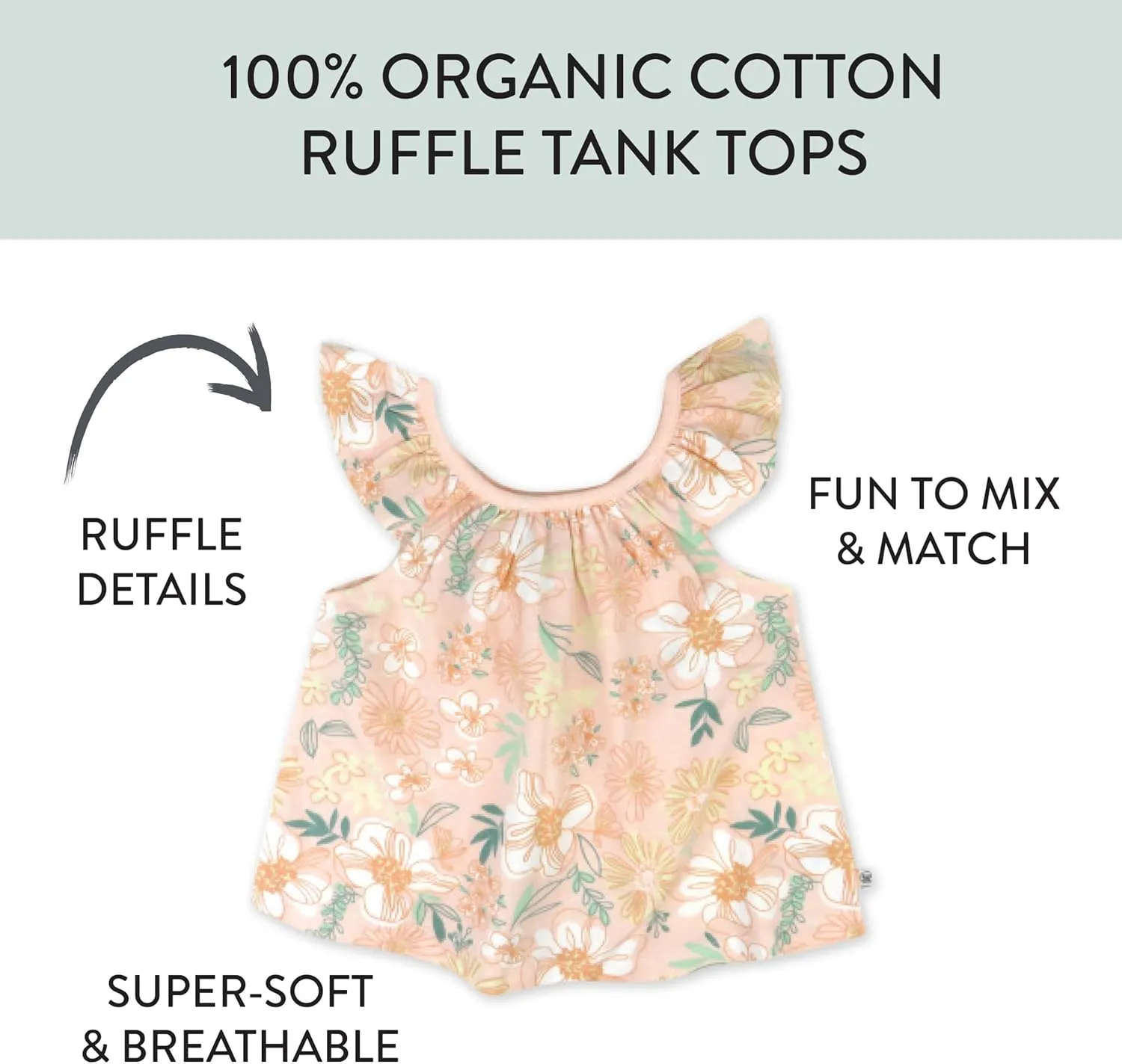 HonestBaby Baby, Toddler, and Little Girls' 100% Organic Cotton Puff Sleeve T-Shirts (5 Pack)