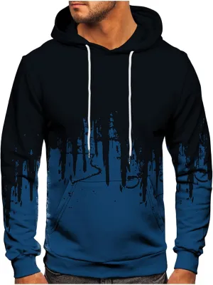 Hoodies For Men Printed Workout Pullover Trendy Long Sleeve Loose Sweatshirts