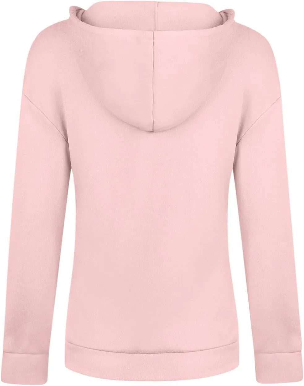 Hoodies For Women Casual Solid Color Long Sleeve v Neck Hooded Sweatshirt Loose Comfy Fall Fashion Pullover Tops 2024