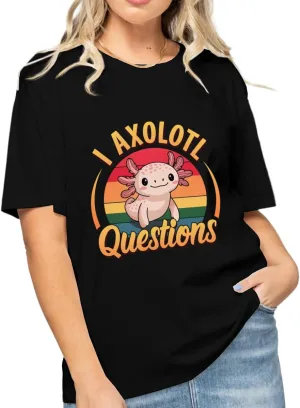 I Axolotl Questions - Funny Axolotl Retro Vintage Sunset Design Graphic T-Shirt for Girls Women Mom Fashion Tees