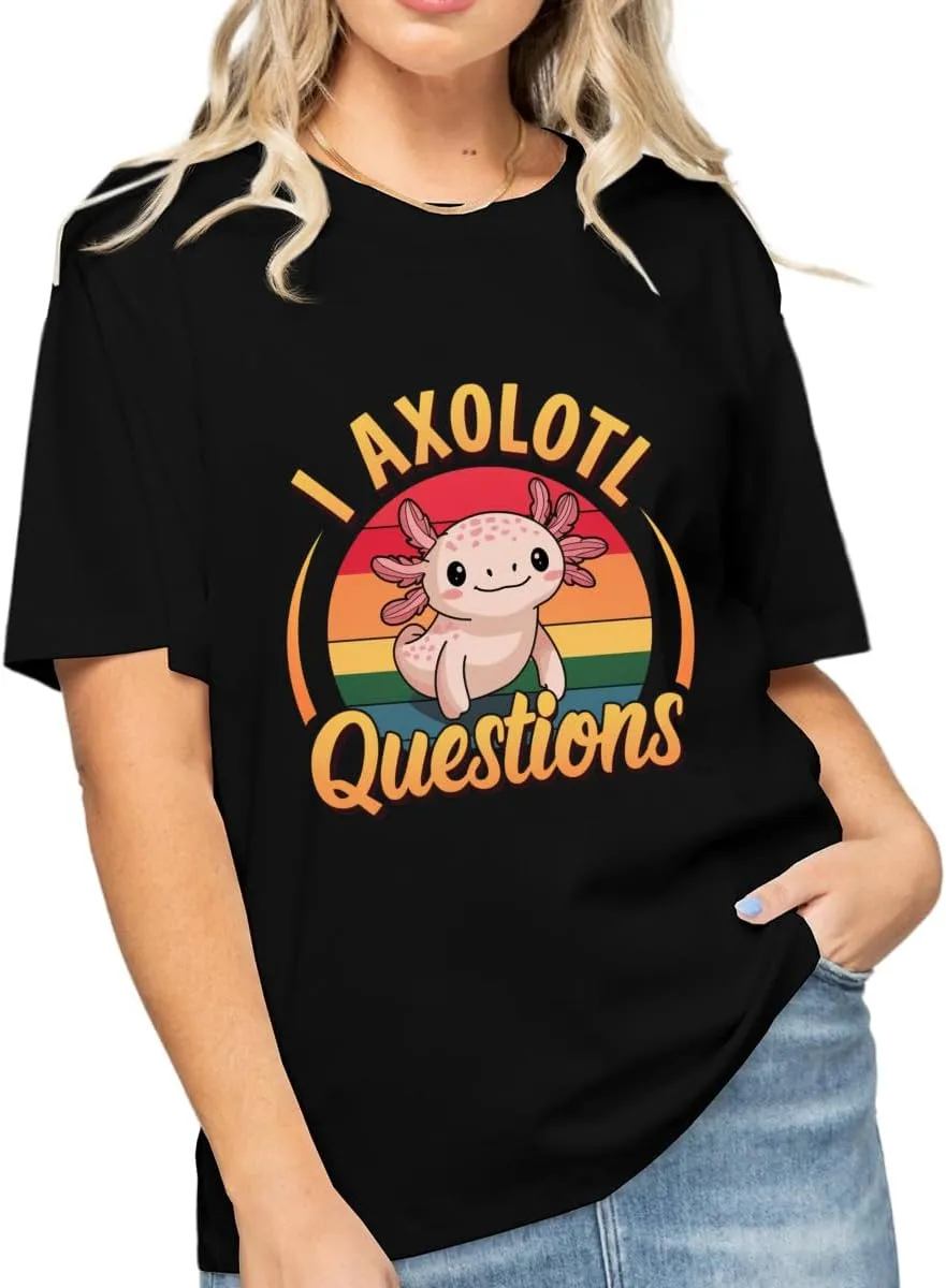 I Axolotl Questions - Funny Axolotl Retro Vintage Sunset Design Graphic T-Shirt for Girls Women Mom Fashion Tees