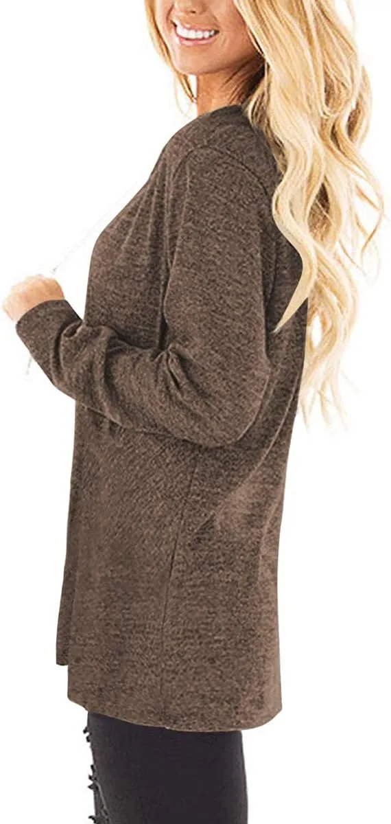 Jescakoo Tunic Tops to Wear with Leggings Long Sleeve V Neck T Shirts Casual Loose Fit