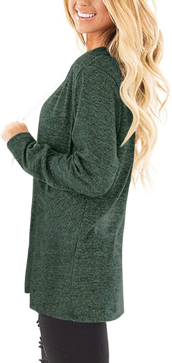Jescakoo Tunic Tops to Wear with Leggings Long Sleeve V Neck T Shirts Casual Loose Fit