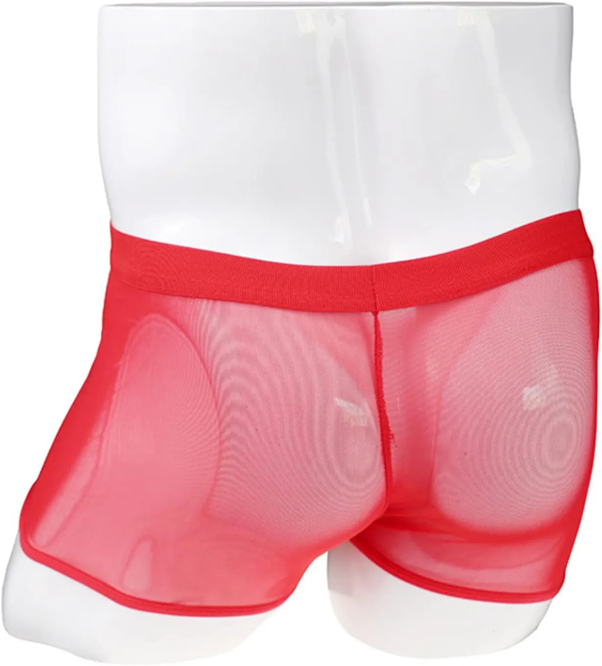 JEsilunmaMY Men's See Through Boxer Briefs Mid Rise Mesh Leather Underwear with Zip Pouch Breathable Under Panties Lingerie