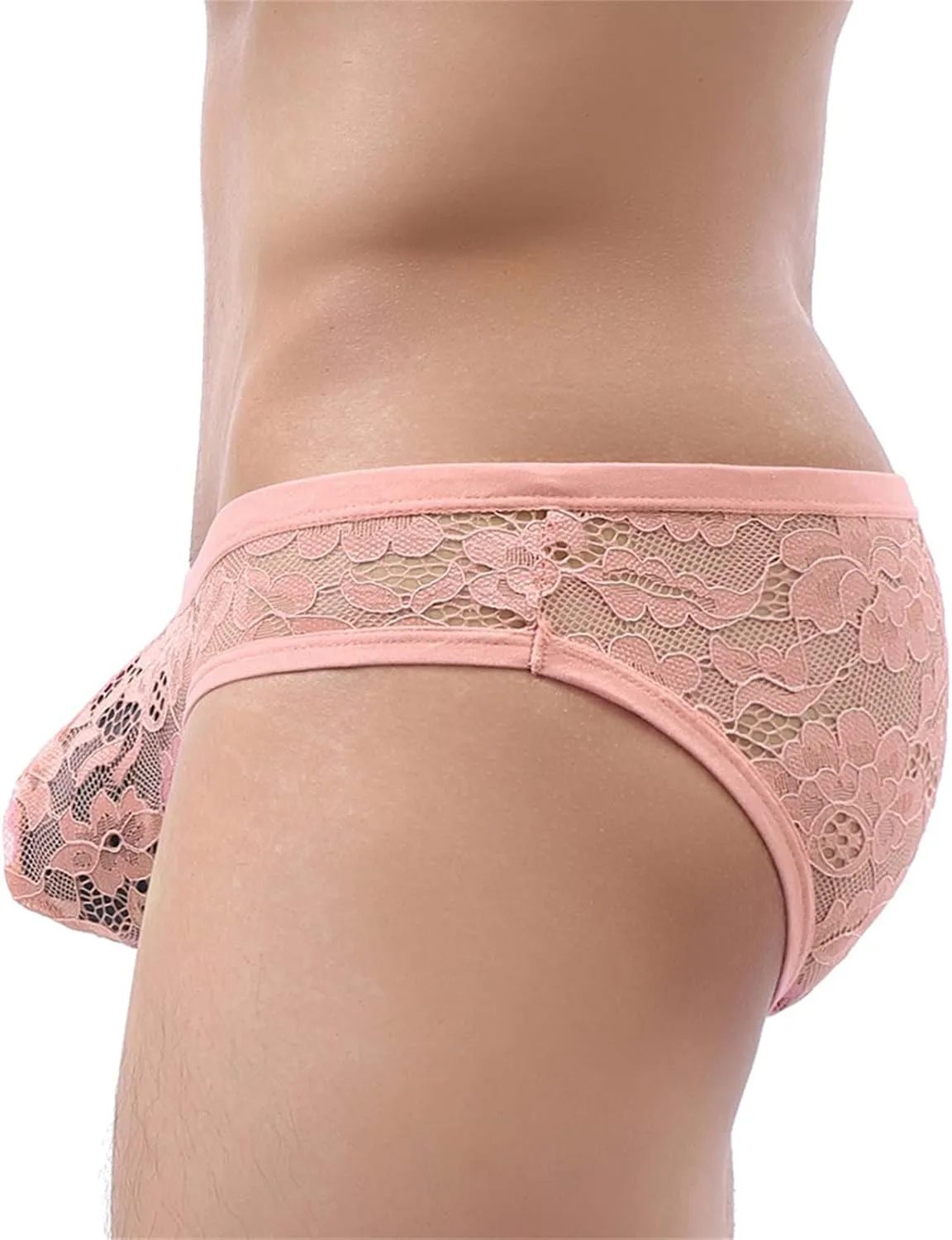 JEsilunmaMY Men's See Through Briefs Low Rise Lace Sheer Pouch Underwear Sexy Breathable Sissy Panties Lingerie Bikini
