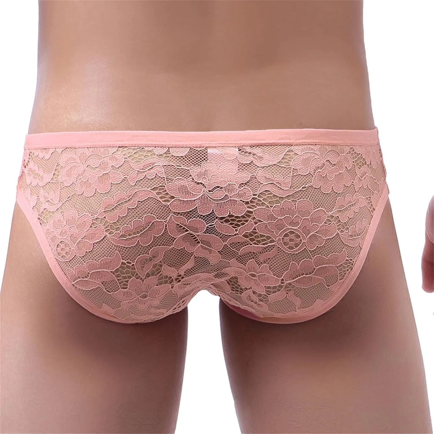 JEsilunmaMY Men's See Through Briefs Low Rise Lace Sheer Pouch Underwear Sexy Breathable Sissy Panties Lingerie Bikini