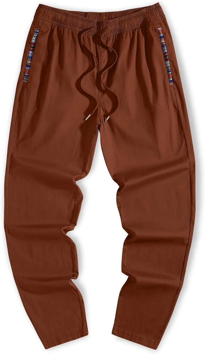 JMIERR Men's Casual Pants Cotton Twill Drawstring Elastic Waist Chino Pants with Pockets