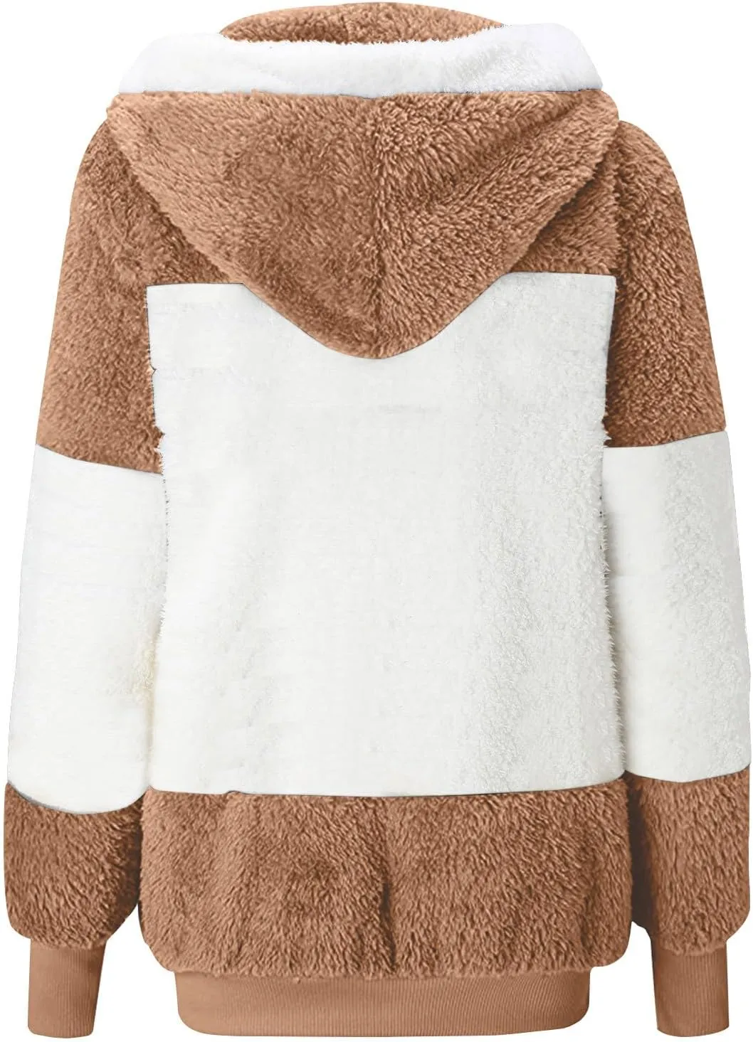 jovati Fleece Jacket Women Zip Up Color Block Hoodie Sweatshirts Long Sleeve Cardigan Fall Clothes 2023 Loose Fit Sweater