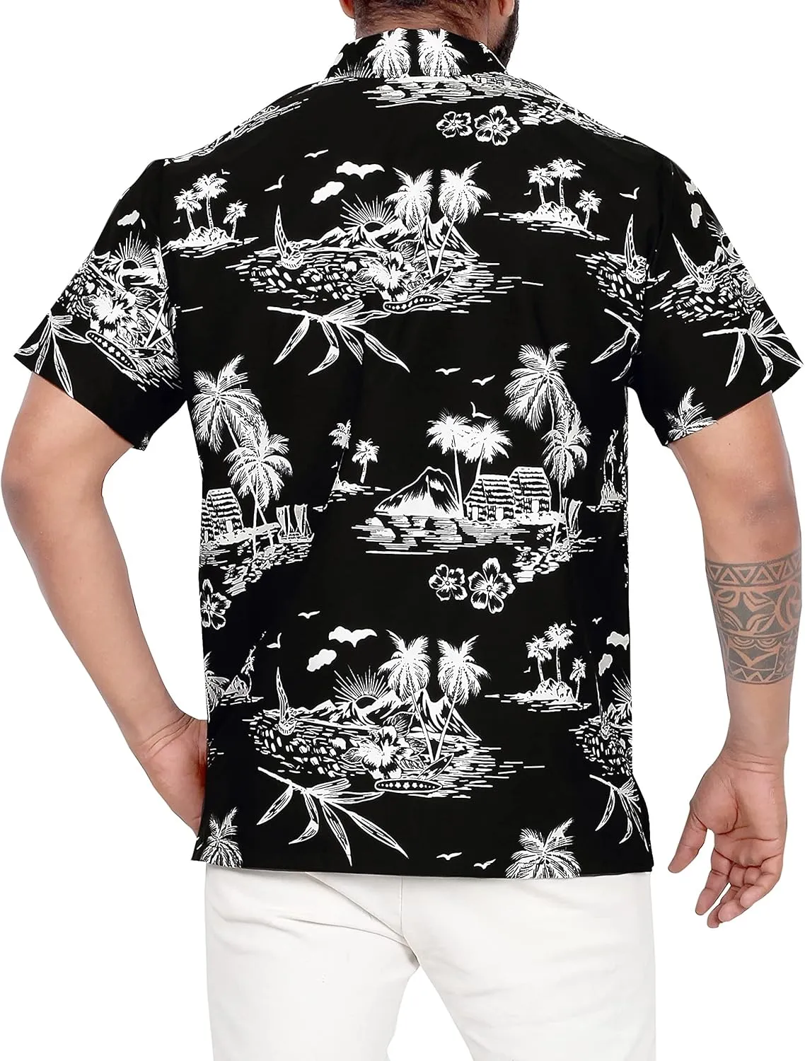 LA LEELA Men's Hawaii Shirt Button Down Cruise