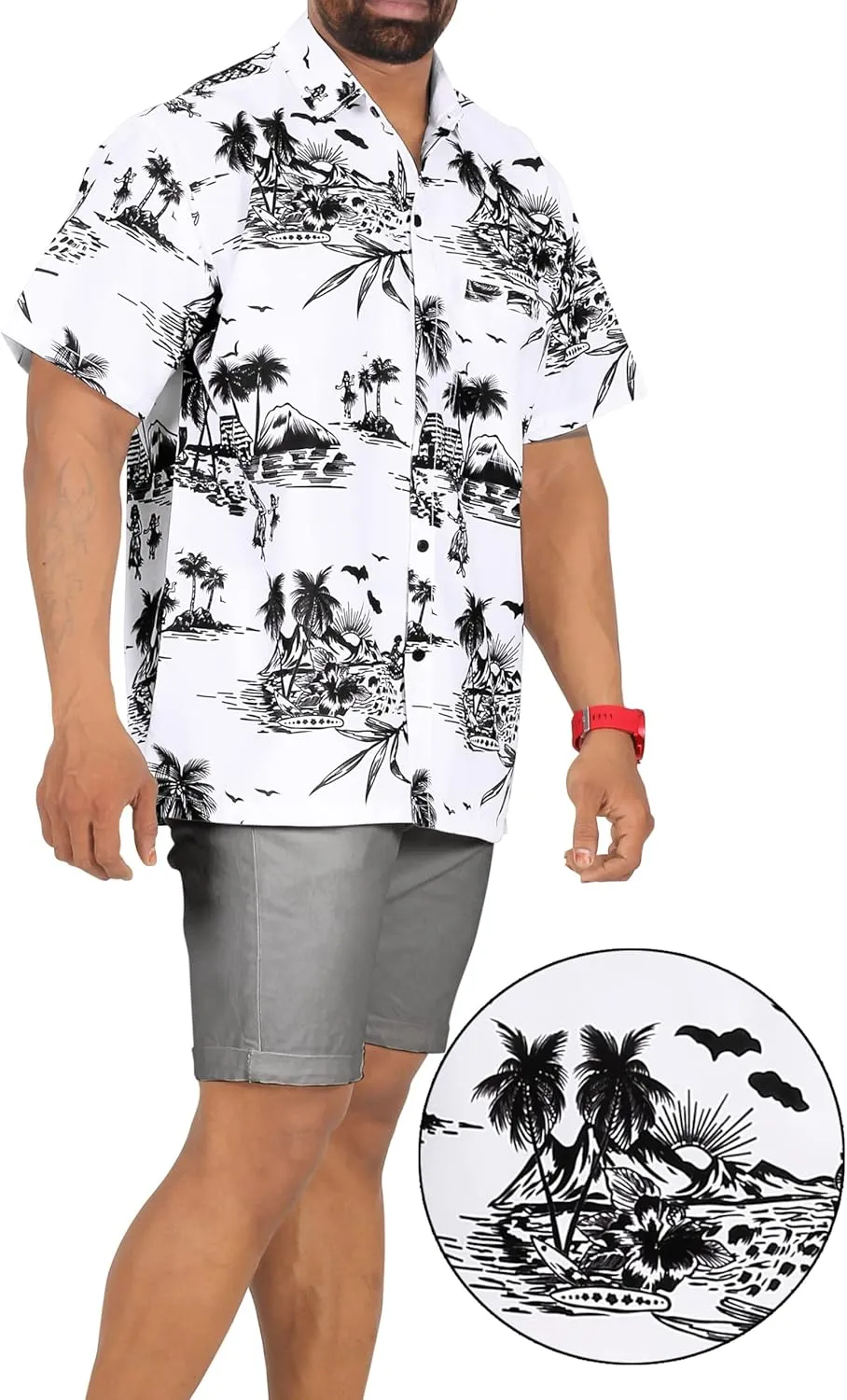 LA LEELA Men's Hawaii Shirt Button Down Cruise