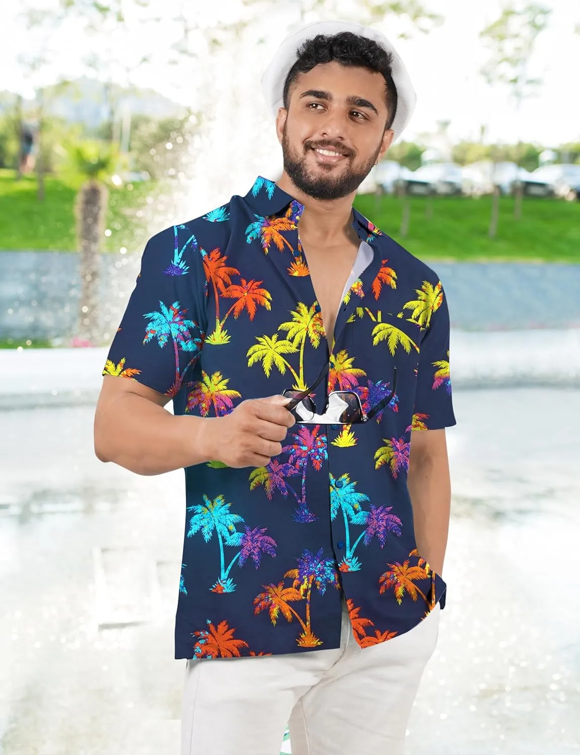 LA LEELA Men's Hawaii Shirt Button Down Cruise