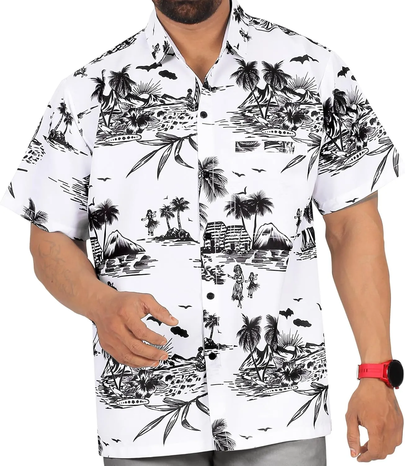 LA LEELA Men's Hawaii Shirt Button Down Cruise