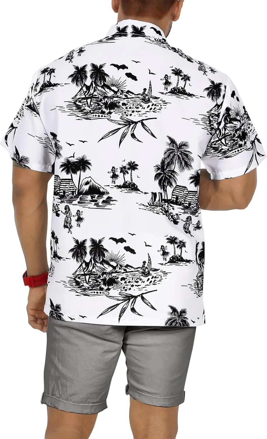LA LEELA Men's Hawaii Shirt Button Down Cruise