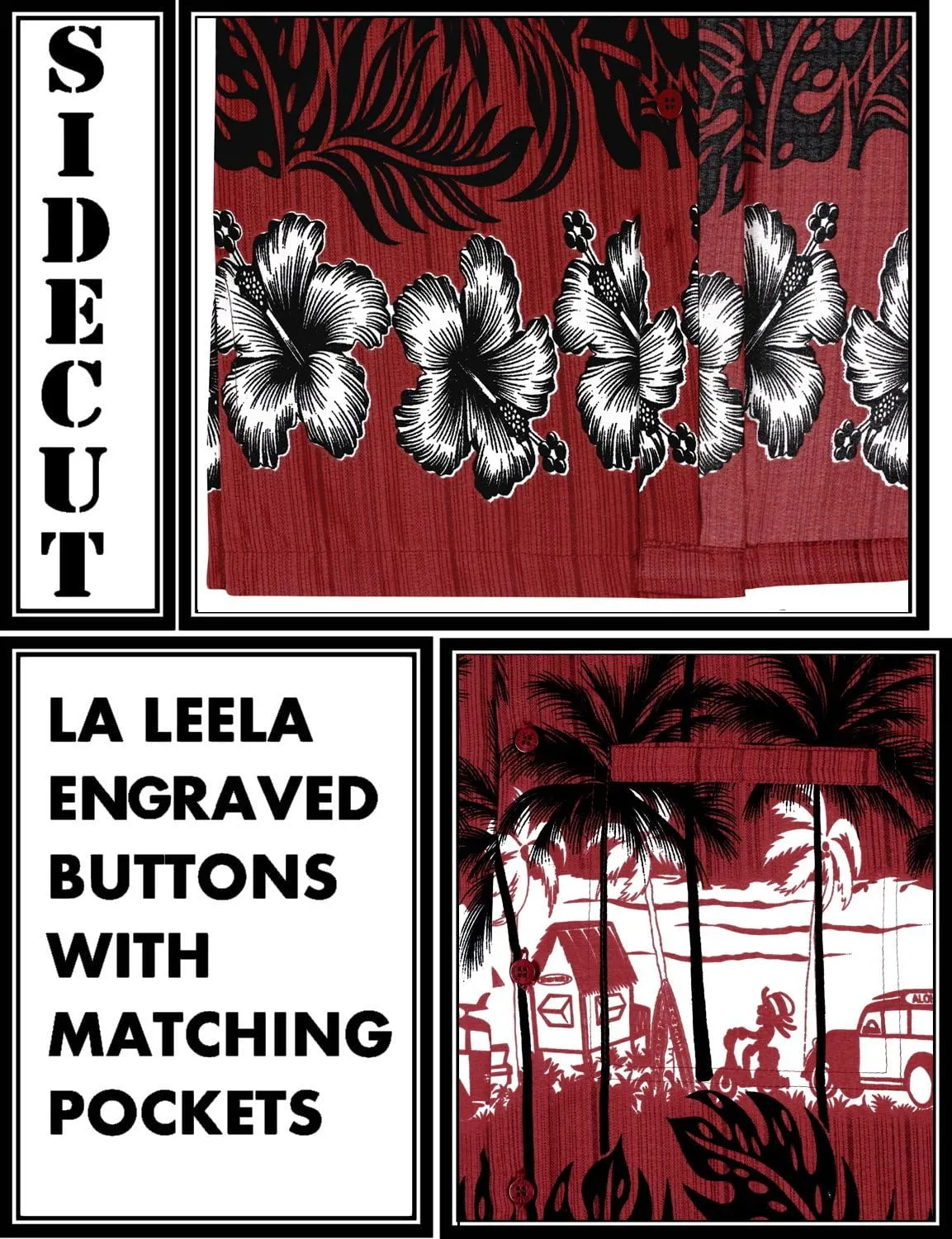 LA LEELA Men's Hawaii Shirt Button Down