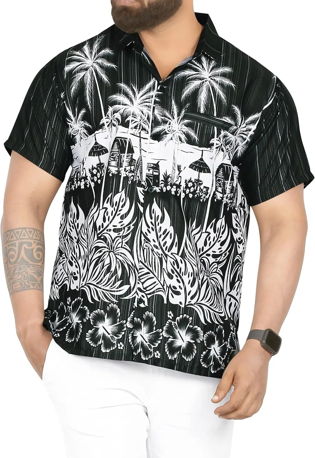 LA LEELA Men's Hawaii Shirt Button Down