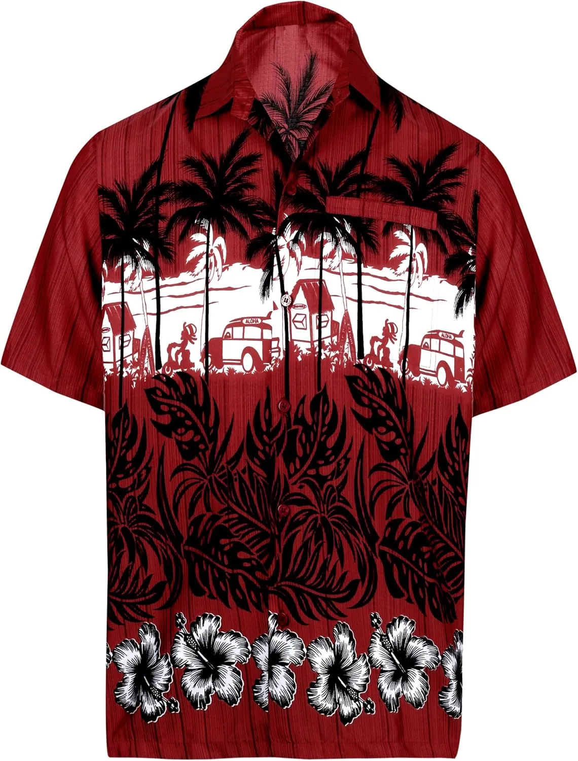 LA LEELA Men's Hawaii Shirt Button Down