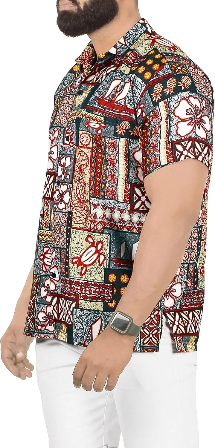 LA LEELA Men's Hawaiian Shirt Holiday