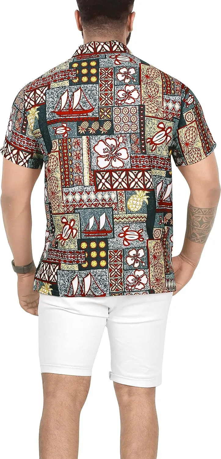 LA LEELA Men's Hawaiian Shirt Holiday