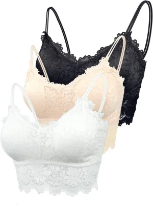 Lace Bandeau Bras with Strap Sunflower Wrapped Bralettes Deep V Neck Padded Sports Bra Bralette for Women Multipack