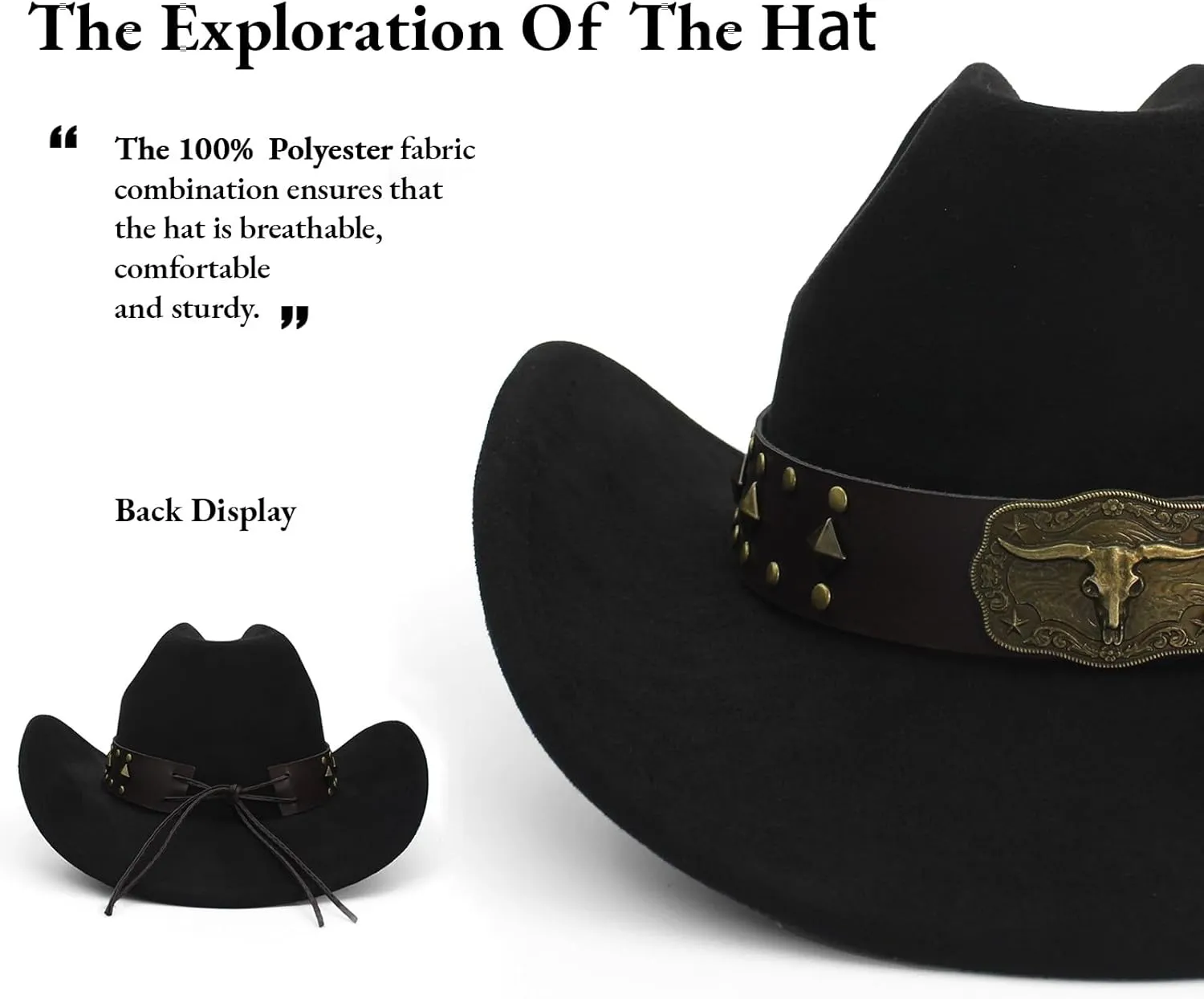 LIDHAY Cowboy Hat for Women Men with Shapeable Wide Brim Western Suede Hat for Cowboys and Cowgirls