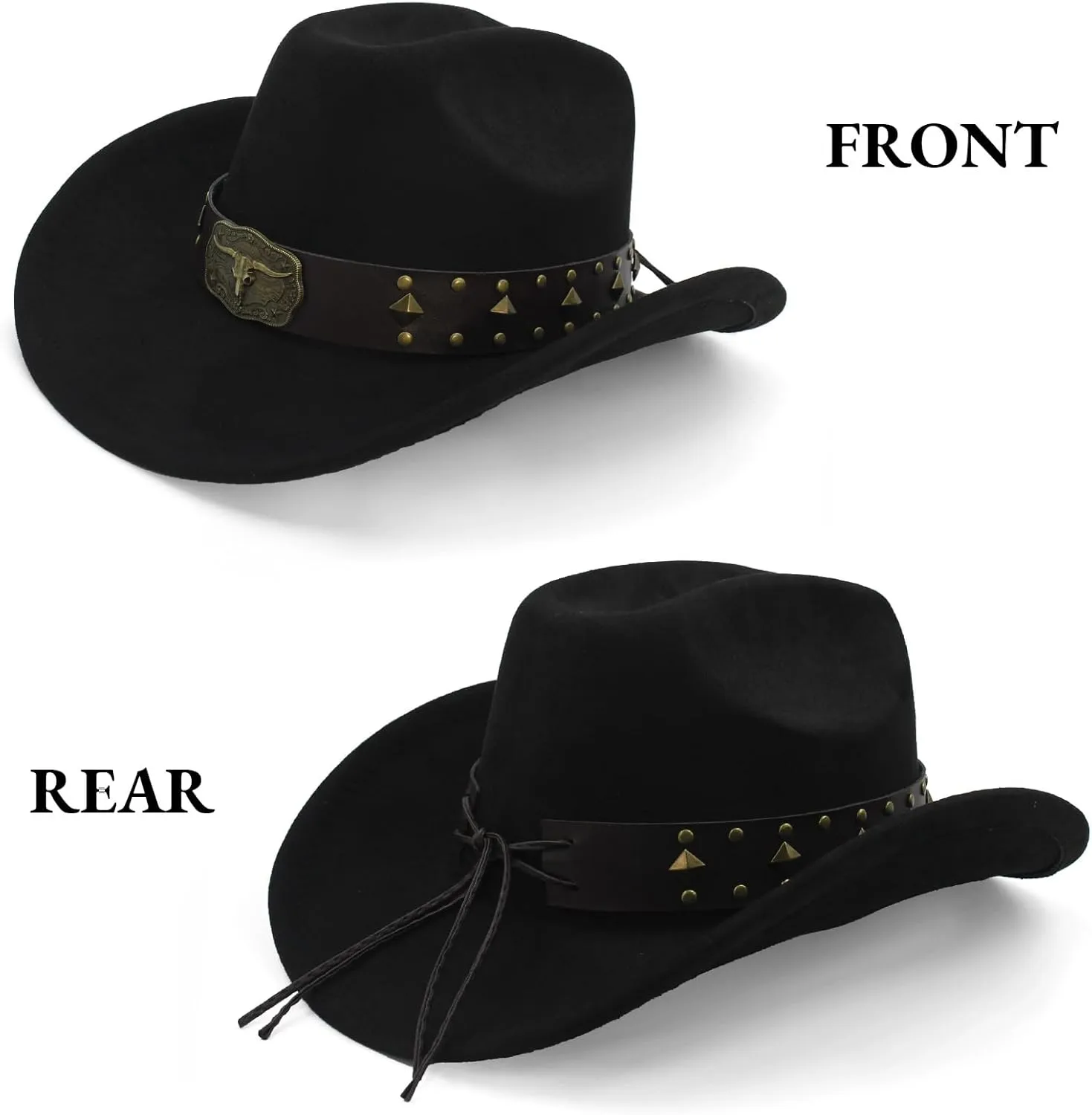 LIDHAY Cowboy Hat for Women Men with Shapeable Wide Brim Western Suede Hat for Cowboys and Cowgirls