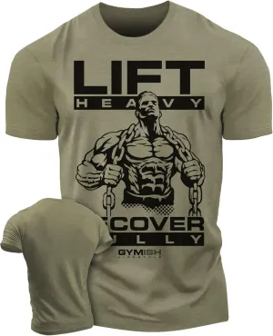 Lift Heavy Recover Fully T-Shirts for Workout, Funny Gym Shirt for Men