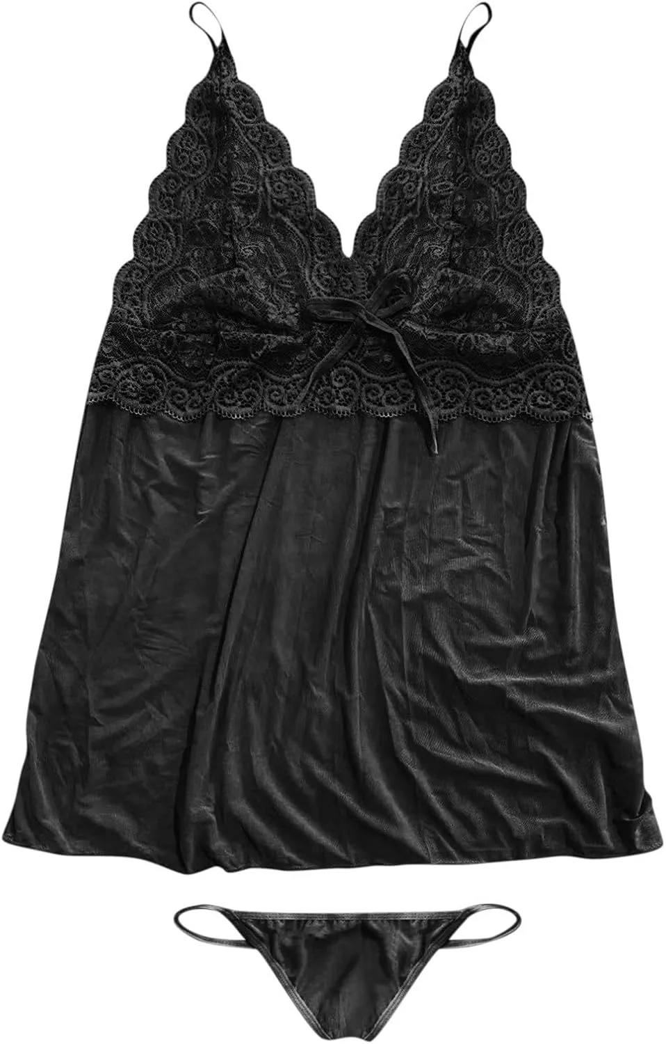 Lingerie for Women Sexy Slutty Velvet Bodysuit Underwire Lingerie Set Sleeveless Lingerie Sleepwear
