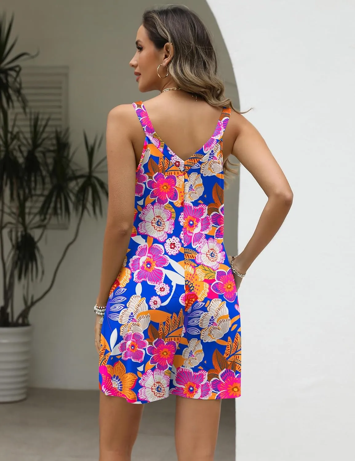 LOMON Rompers for Women 2025 Summer Casual Trendy Sleeveless Shorts Jumpsuits Loose Strap Adjustable Romper with Pockets