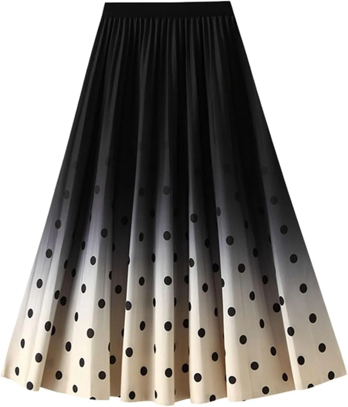 Long Skirts for Women High Waisted Slim Gradient Pleated A Line Skirt Polka Dot Print Midi Skirts for Parties