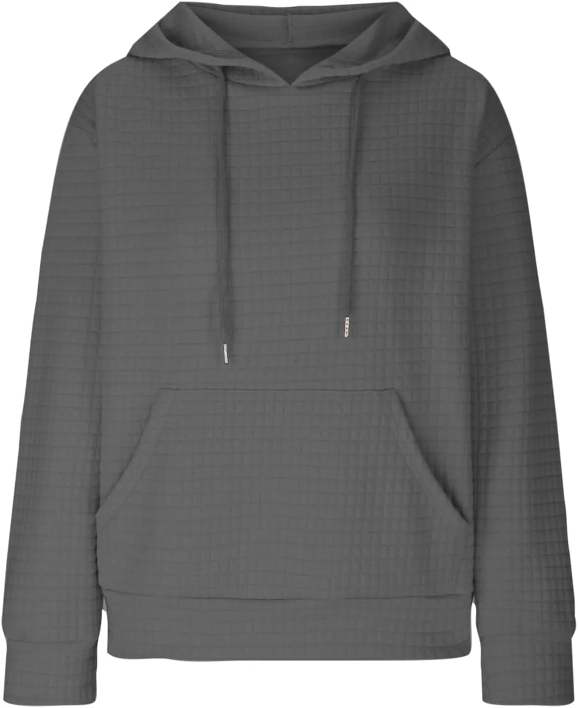 LRMQS Hoodies for Women Trendy Fall Fashion 2024 Waffle Knit Drawstring Pullover Sweatshirts Loose Fit Casual Cute Clothes