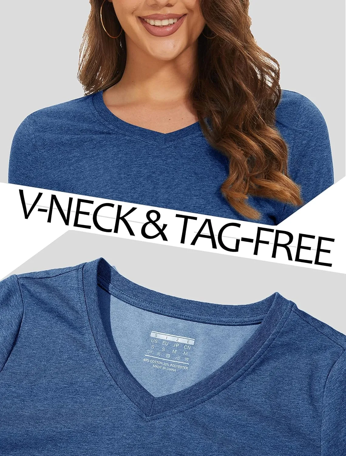 MAGCOMSEN Women's Long Sleeve Shirts V Neck Cotton Basic Tee Soft Breathable Casual Tops Cassic-Fit T-Shirt