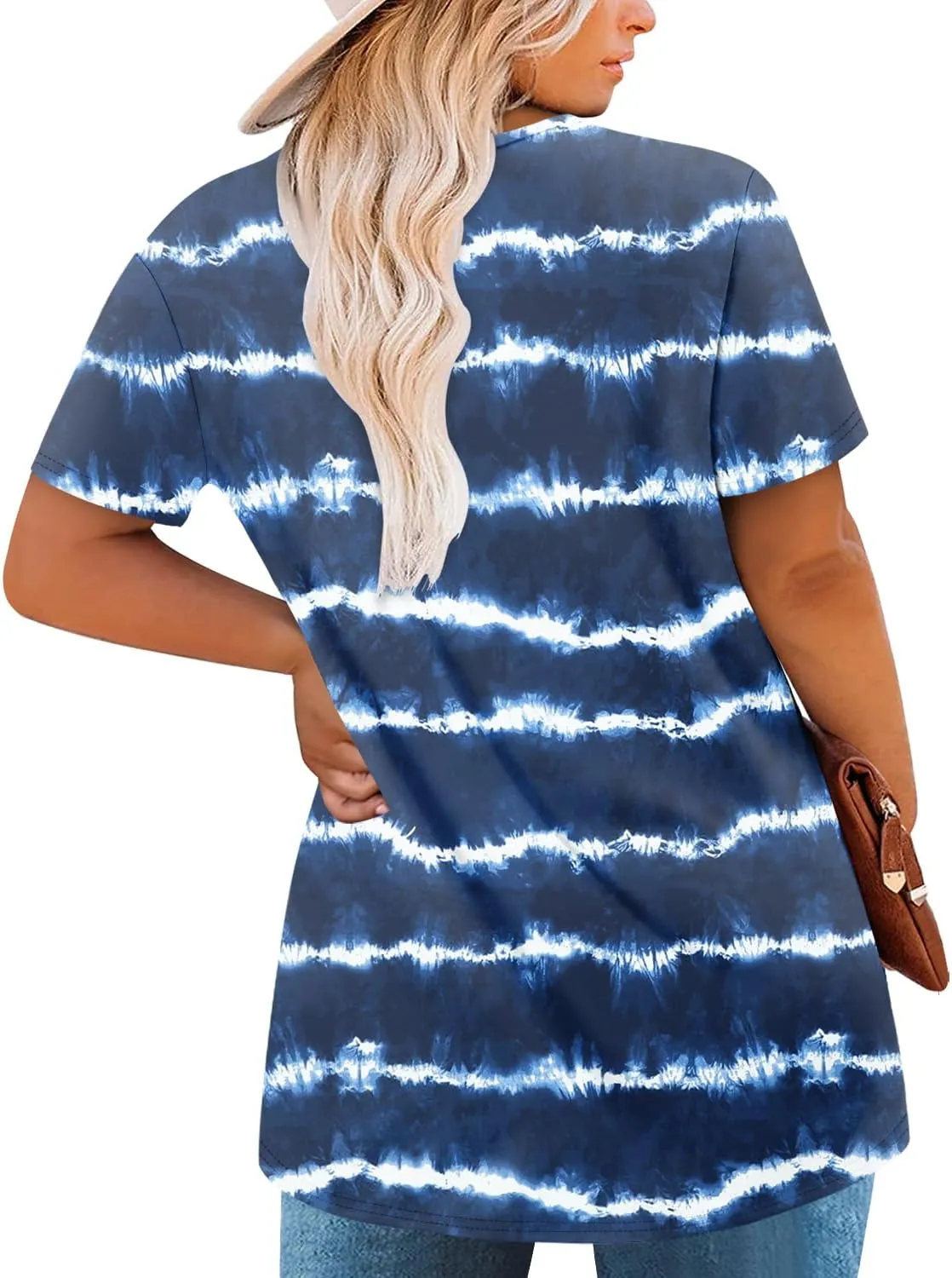 Magritta Plus Size Tops for Women Casual Summer Crew Neck Tunics Short Sleeve Loose Shirts Blouses 1X-5X
