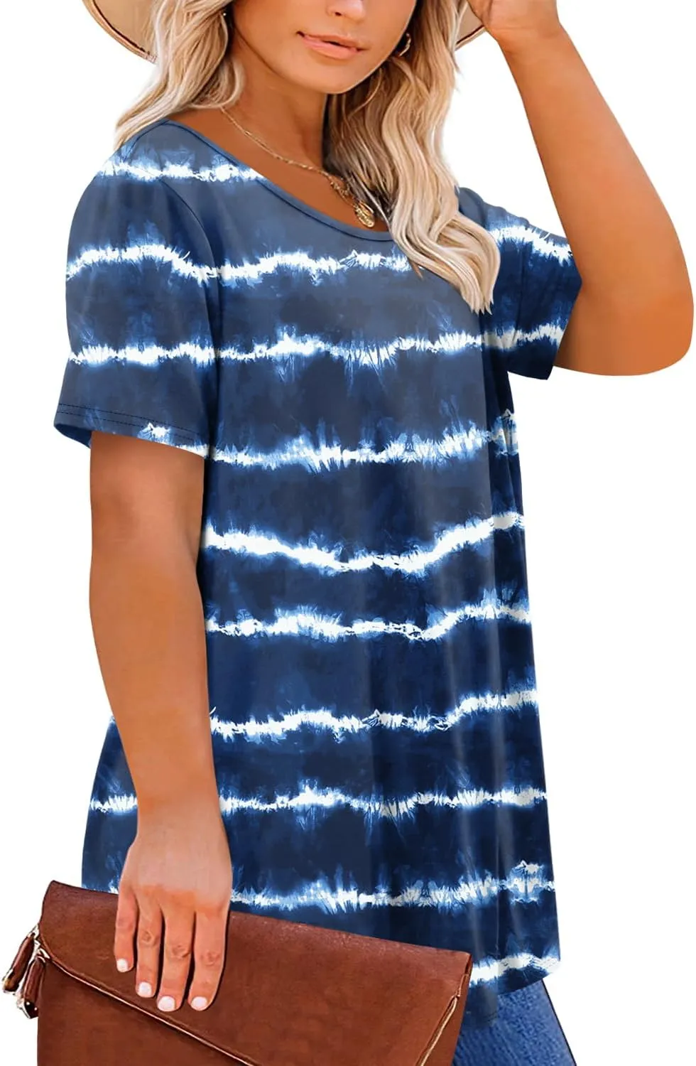 Magritta Plus Size Tops for Women Casual Summer Crew Neck Tunics Short Sleeve Loose Shirts Blouses 1X-5X