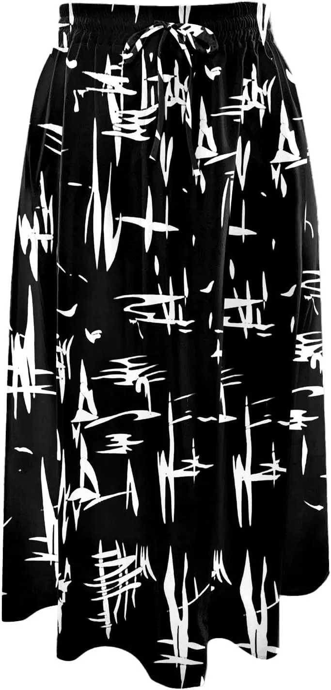 Maxi Skirts for Women 2025 Elegant Boho Pleated Skirt Elastic High Waisted Casual Summer Pockets A Line Dresses Outfits